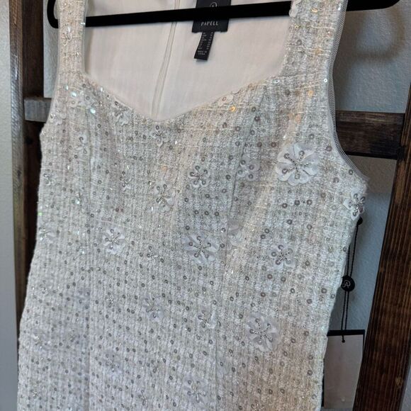 NWT Adrianna Papell Women’s Ivory Sequin Tweed Sheath Dress - Picture 4 of 8